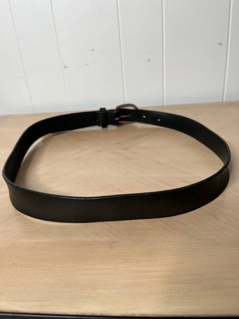 Christian Dior Men's Black Leather Belt with Braided Tip and Silver Buckle 38